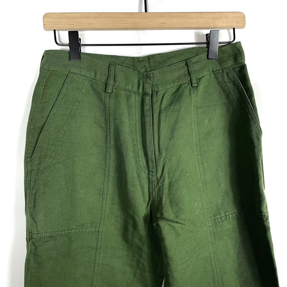 Apiece Apart Palma Chill Pant Bottle Green Linen High Rise‎ Straight Leg Sz 0 - Picture 8 of 15